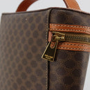 CELINE Macadam Canvas Vanity Hand Bag PVC Leather Brown Gold Auth ki6647-15