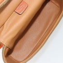 CELINE Macadam Canvas Vanity Hand Bag PVC Leather Brown Gold Auth ki6647-18