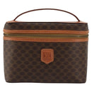 CELINE Macadam Canvas Vanity Hand Bag PVC Leather Brown Gold Auth ki6647-2