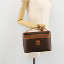 CELINE Macadam Canvas Vanity Hand Bag PVC Leather Brown Gold Auth ki6647-22