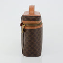 CELINE Macadam Canvas Vanity Hand Bag PVC Leather Brown Gold Auth ki6647-5