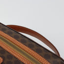 CELINE Macadam Canvas Vanity Hand Bag PVC Leather Brown Gold Auth ki6647-8