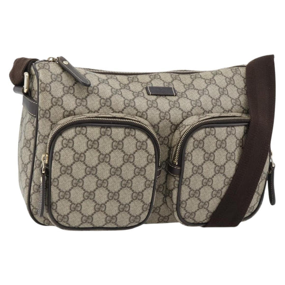 GUCCI GG Supreme Shoulder Bag PVC Beige Gold 246881 Auth ki6651V