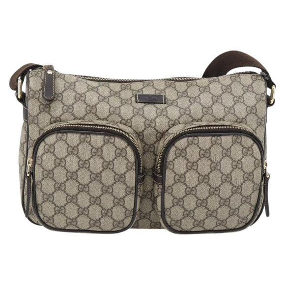 GUCCI GG Supreme Shoulder Bag PVC Beige Gold 246881 Auth ki6651V