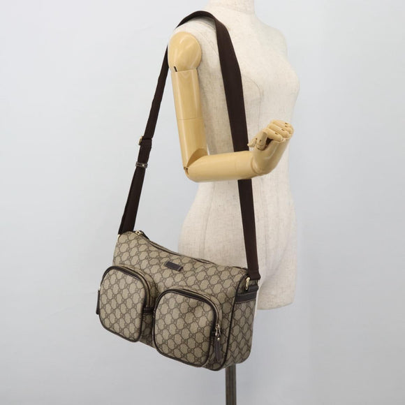 GUCCI GG Supreme Shoulder Bag PVC Beige Gold 246881 Auth ki6651V
