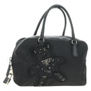 PRADA Handtas Nylon Zwart Zilver Auth ki6652SM-1
