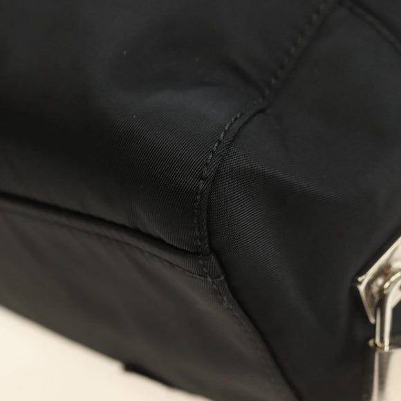 PRADA Handtas Nylon Zwart Zilver Auth ki6652SM