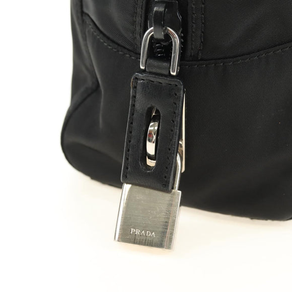 PRADA Handtas Nylon Zwart Zilver Auth ki6652SM