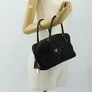 PRADA Handtas Nylon Zwart Zilver Auth ki6652SM-25