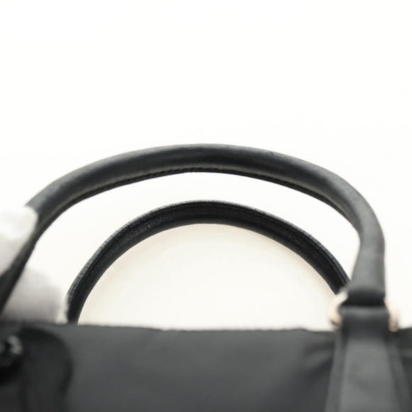 PRADA Handtas Nylon Zwart Zilver Auth ki6652SM