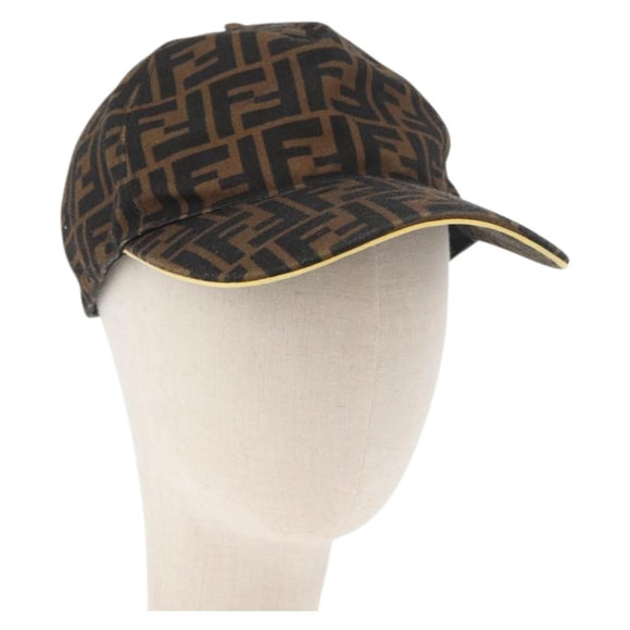 FENDI Zucca Canvas Baseball Cap Black Brown Auth ki6656A