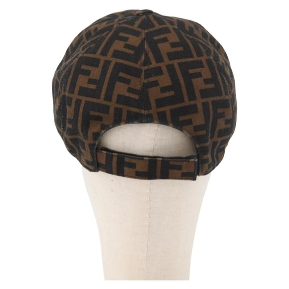 FENDI Zucca Canvas Baseball Cap Black Brown Auth ki6656A