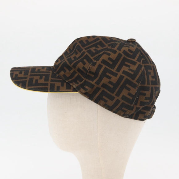 FENDI Zucca Canvas Baseball Cap Black Brown Auth ki6656A