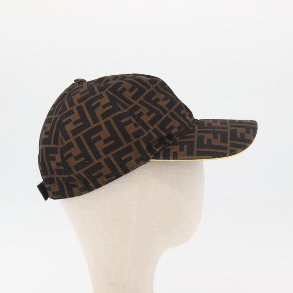 FENDI Zucca Canvas Baseball Cap Black Brown Auth ki6656A