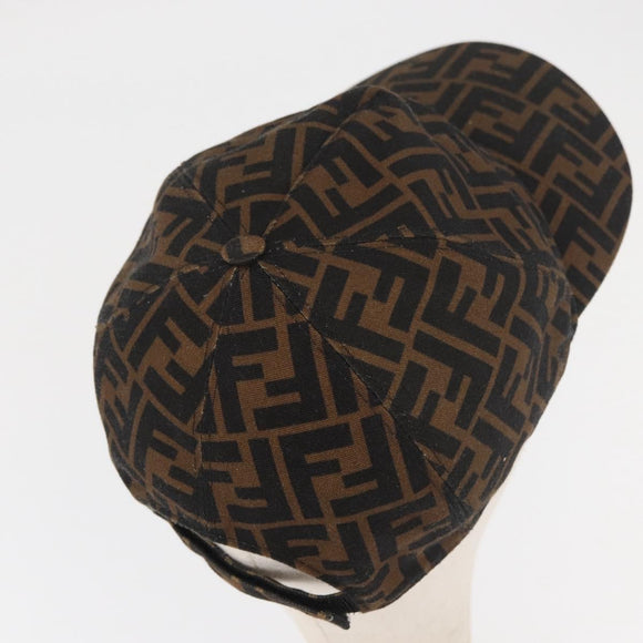 FENDI Zucca Canvas Baseball Cap Black Brown Auth ki6656A