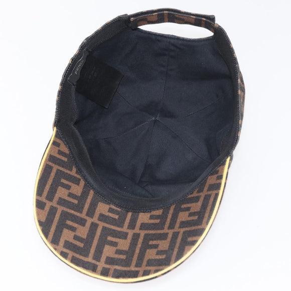 FENDI Zucca Canvas Baseball Cap Black Brown Auth ki6656A