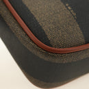 FENDI Pecan Canvas Shoulder Bag PVC Brown Black Auth ki6658V-15