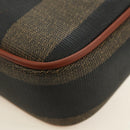 FENDI Pecan Canvas Shoulder Bag PVC Brown Black Auth ki6658V-18