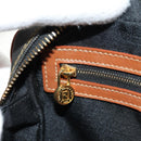 FENDI Pecan Canvas Shoulder Bag PVC Brown Black Auth ki6658V-23