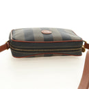 FENDI Pecan Canvas Shoulder Bag PVC Brown Black Auth ki6658V-6