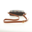 FENDI Pecan Canvas Shoulder Bag PVC Brown Black Auth ki6658V-7