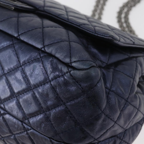 CHANEL Matelasse Chain Shoulder Bag Leather Blue Silver CC Auth ki6660A