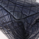 CHANEL Matelasse Chain Shoulder Bag Leather Blue Silver CC Auth ki6660A-13