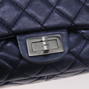 CHANEL Matelasse Chain Shoulder Bag Leather Blue Silver CC Auth ki6660A-14