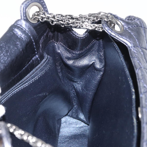 CHANEL Matelasse Chain Shoulder Bag Leather Blue Silver CC Auth ki6660A