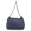 CHANEL Matelasse Chain Shoulder Bag Leather Blue Silver CC Auth ki6660A-2
