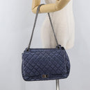 CHANEL Matelasse Chain Shoulder Bag Leather Blue Silver CC Auth ki6660A-26
