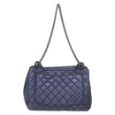 CHANEL Matelasse Chain Shoulder Bag Leather Blue Silver CC Auth ki6660A-3