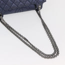 CHANEL Matelasse Chain Shoulder Bag Leather Blue Silver CC Auth ki6660A-7
