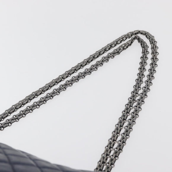 CHANEL Matelasse Chain Shoulder Bag Leather Blue Silver CC Auth ki6660A