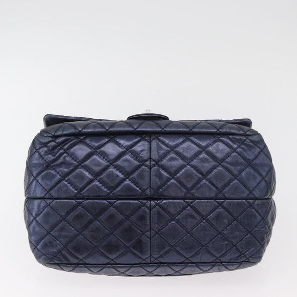 CHANEL Matelasse Chain Shoulder Bag Leather Blue Silver CC Auth ki6660A