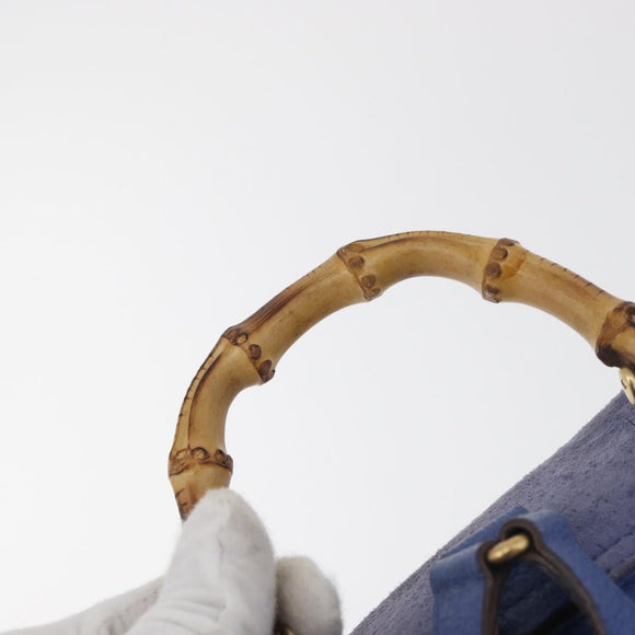 GUCCI Bamboo Backpack Suede Blue 003 8030 3444 Auth ki6661A