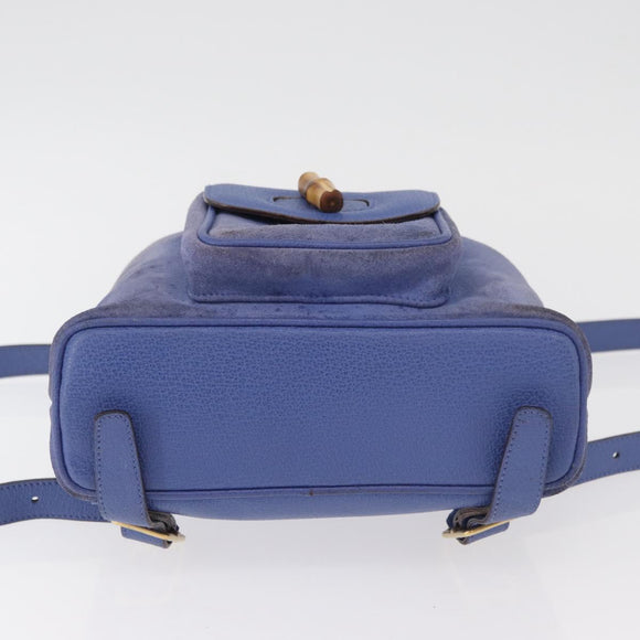 GUCCI Bamboo Backpack Suede Blue 003 8030 3444 Auth ki6661A