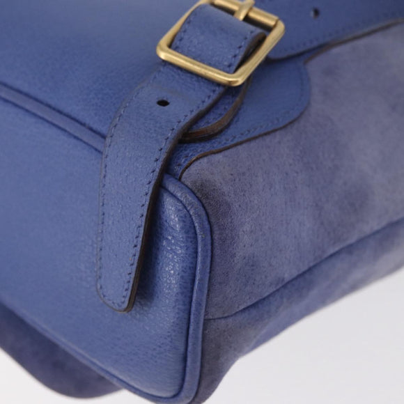 GUCCI Bamboo Backpack Suede Blue 003 8030 3444 Auth ki6661A
