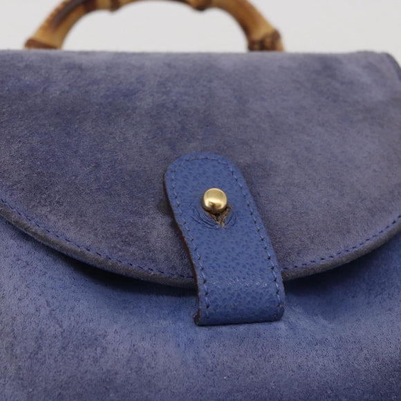 GUCCI Bamboo Backpack Suede Blue 003 8030 3444 Auth ki6661A