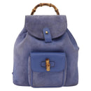GUCCI Bamboo Backpack Suede Blue 003 8030 3444 Auth ki6661A-2