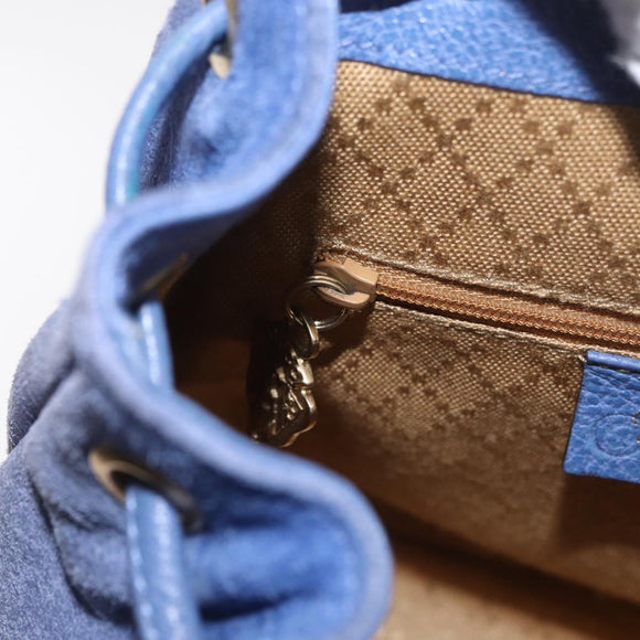 GUCCI Bamboo Backpack Suede Blue 003 8030 3444 Auth ki6661A