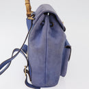 GUCCI Bamboo Backpack Suede Blue 003 8030 3444 Auth ki6661A-5