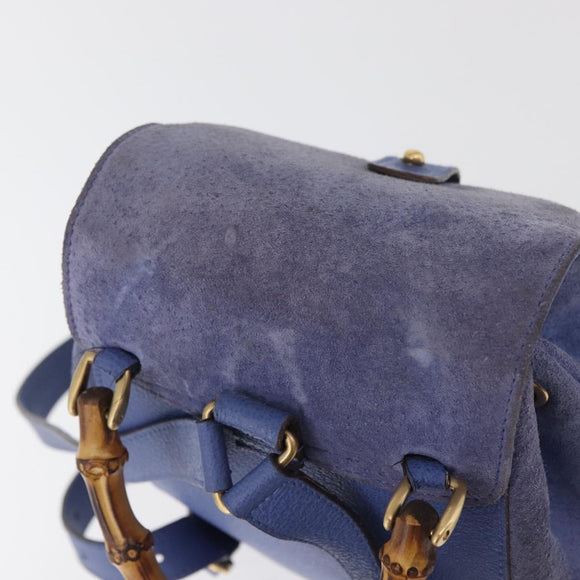 GUCCI Bamboo Backpack Suede Blue 003 8030 3444 Auth ki6661A