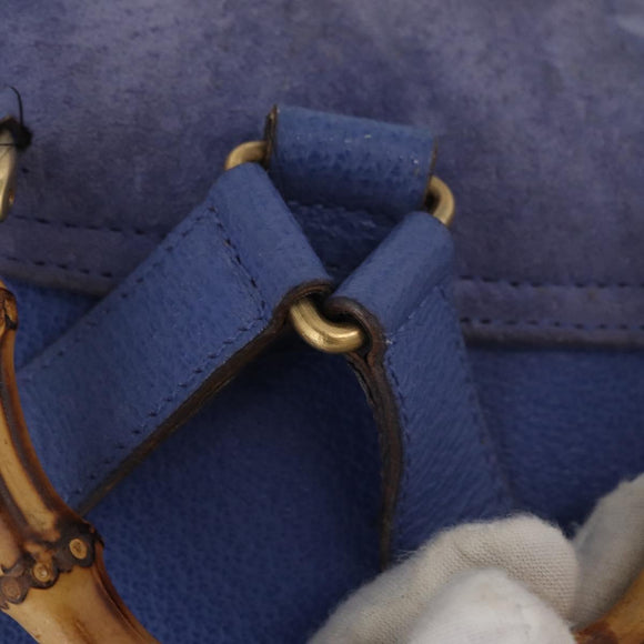 GUCCI Bamboo Backpack Suede Blue 003 8030 3444 Auth ki6661A