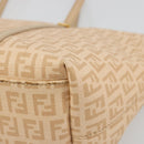 FENDI Zucchino Canvas Hand Bag Beige Gold Auth ki6664M-8