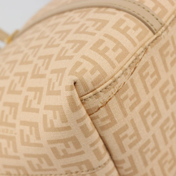 FENDI Zucchino Canvas Hand Bag Beige Gold Auth ki6664M