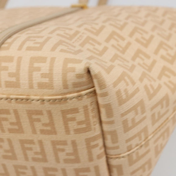 FENDI Zucchino Canvas Hand Bag Beige Gold Auth ki6664M