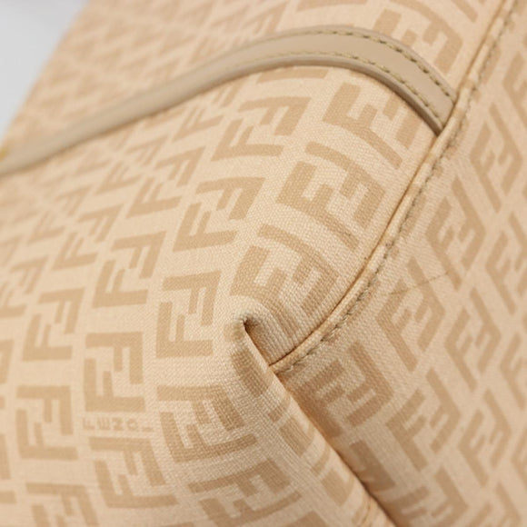 FENDI Zucchino Canvas Hand Bag Beige Gold Auth ki6664M
