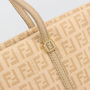 FENDI Zucchino Canvas Hand Bag Beige Gold Auth ki6664M-18