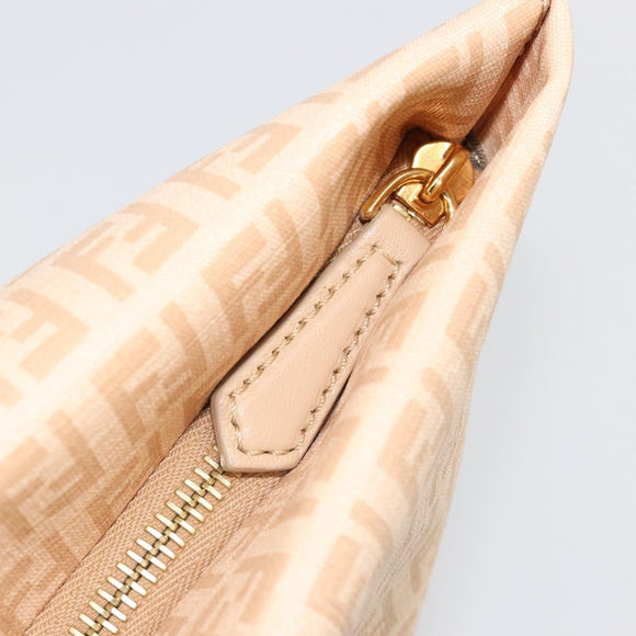 FENDI Zucchino Canvas Hand Bag Beige Gold Auth ki6664M